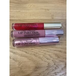 Too Faced Lip Gloss Injection Extreme Pink Punch & Max Plump Full Send + Bonus!!